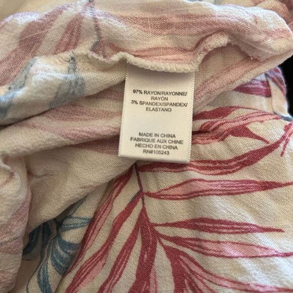 Bobeau Leaf Print Sleeeless Blouse Size Small Oversized - Picture 6 of 7